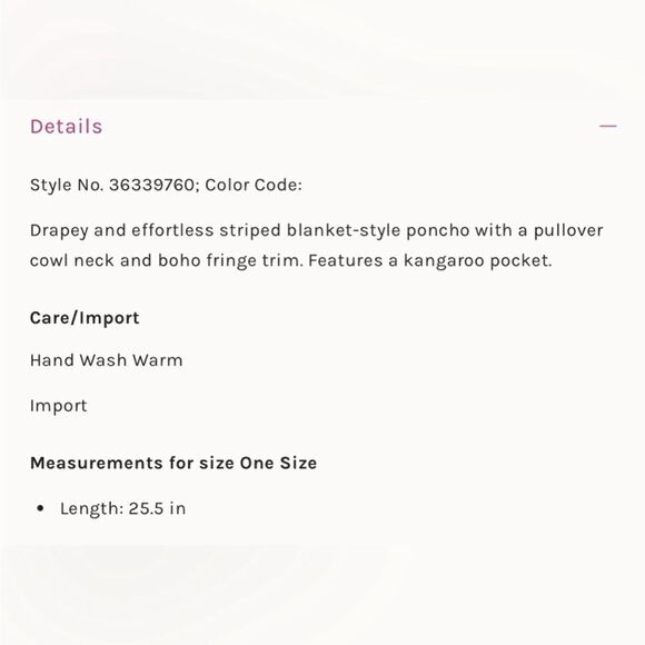 Free People Desert Dream Blue Striped Cowl Neck Poncho One Size. - Picture 10 of 10